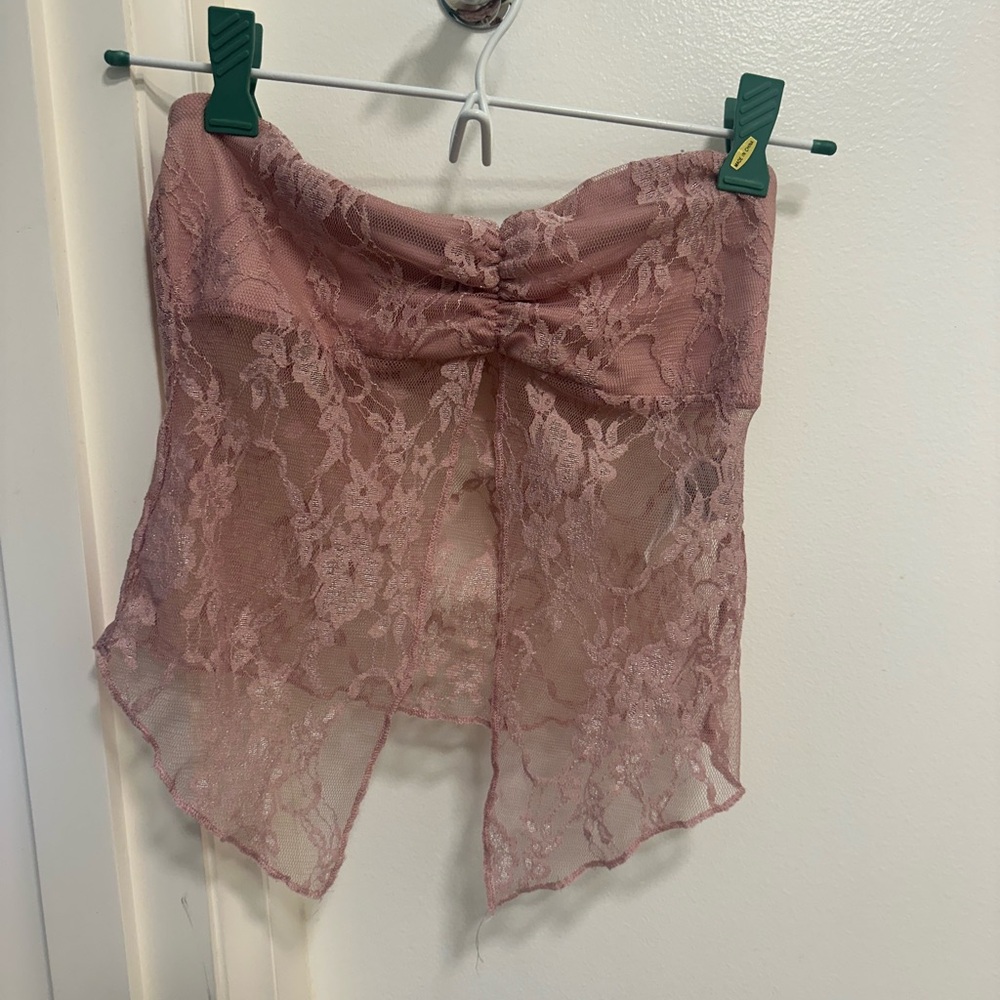 Edikted Lace Bandeau in Dusty Pink